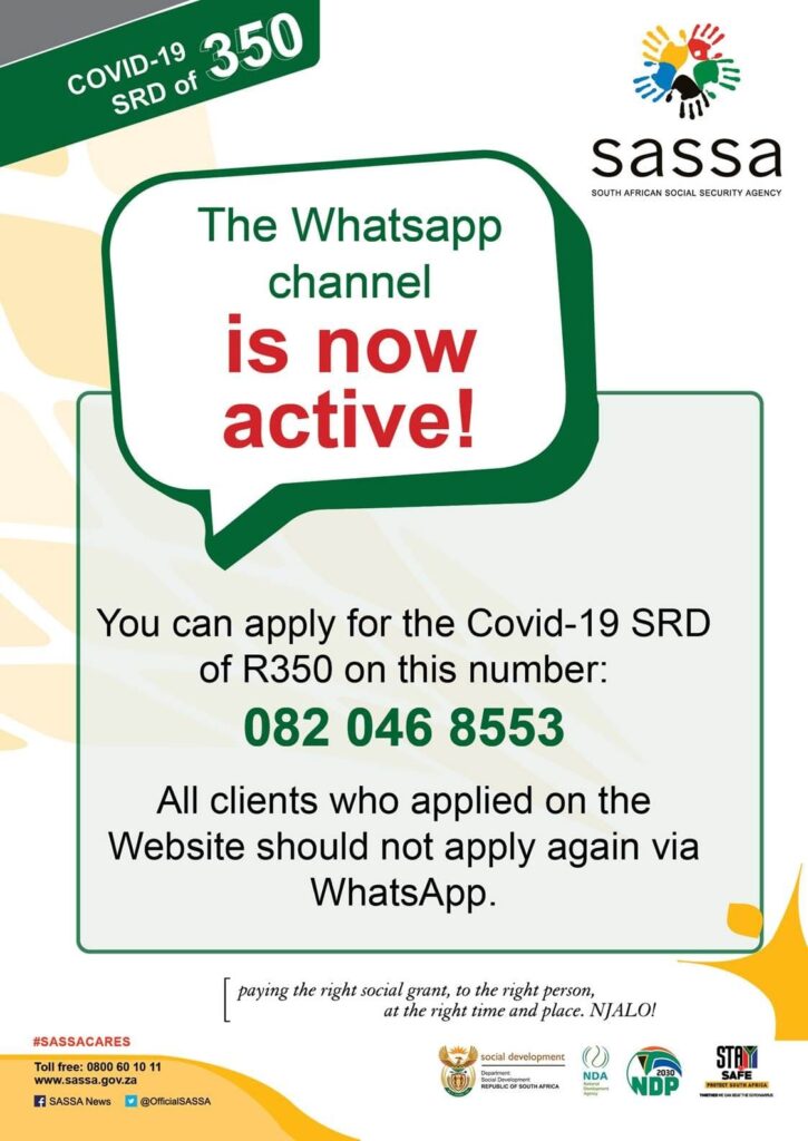 sassa srd r350 application on whatsapp