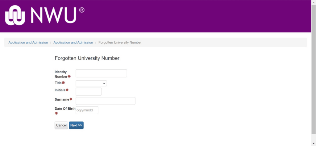 how to find nwu student number