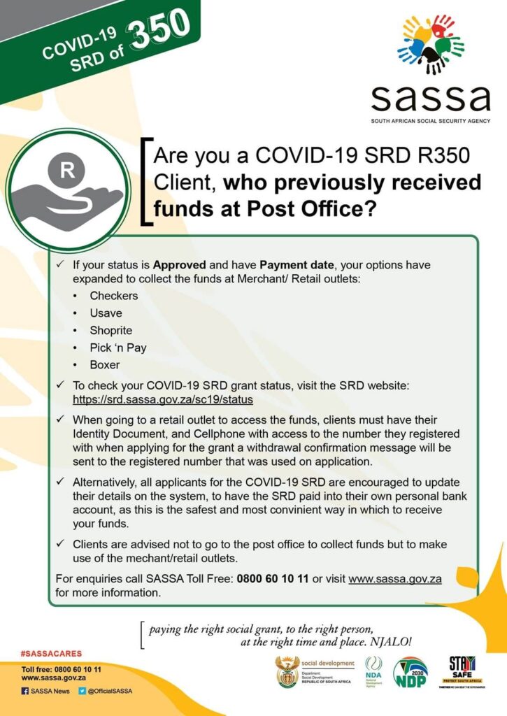here is where you can collect your sassa r350 grant payment