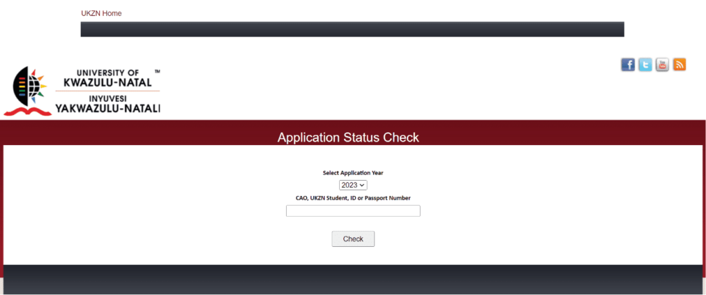 how to track ukzn application status