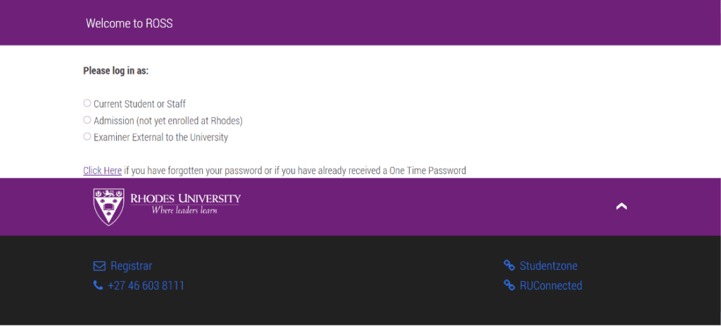 how to track rhodes university application status