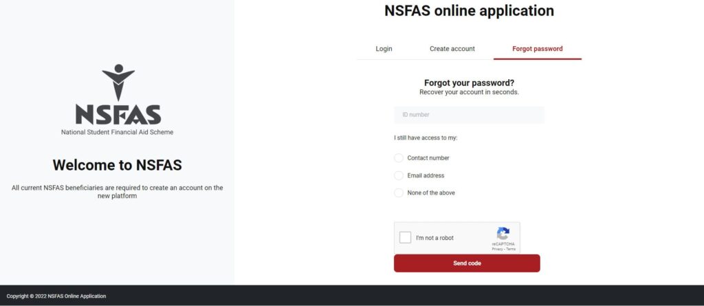how to recover mynsfas account